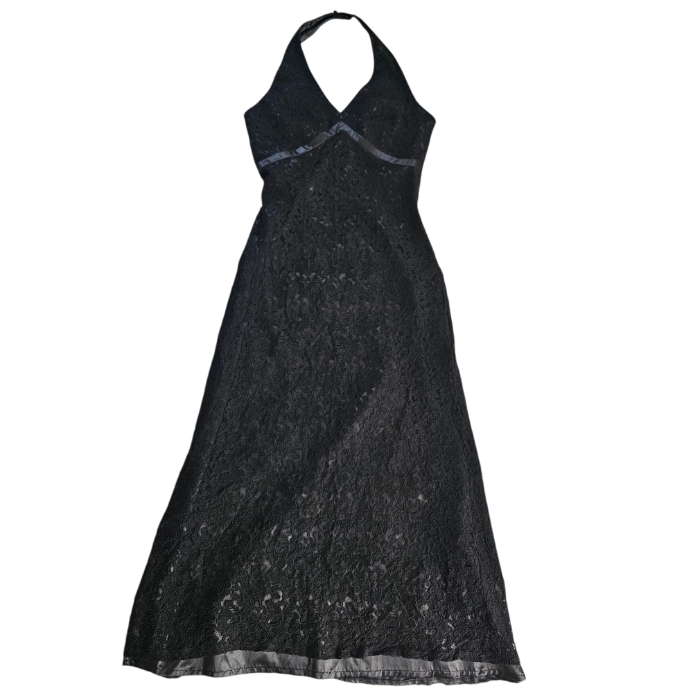 Vintage Chic Black Lace Backless Dress